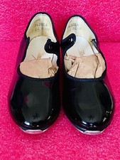 VINTAGE Dance Mates Girls Size 12  Black Patent Leather Tap Dance Shoes