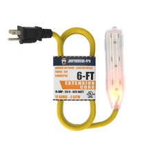 6' Ft Short 3way Outlet Saver Lighted Extension Power Cord Splitter 2' 3' 4' 5'