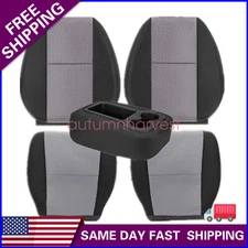 For 2007-2014 Chevy Silverado Front Bottom Lean Back Cloth Seat Cover Gray/Black