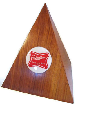 MILLER HIGH LIFE BEER epoxy logo wood PYRAMID urn 8 cu.in. pet/part ashes