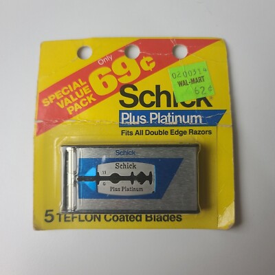 Vintage Schick Plus Platinum with Teflon Coating 5 Count Blades NOS New