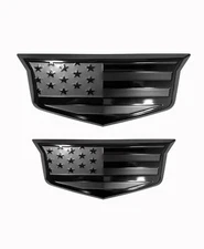 American Black Flag Aluminum Overlay Grille Front Tailgate Emblems Set for Es...