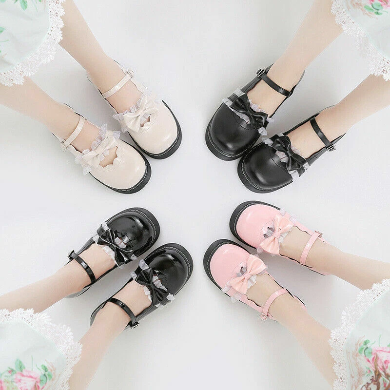 Lady Girl Lolita Sweet Shoes Japanese Kawaii Chic Faux Leather Low