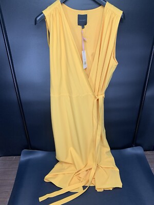 Alex Marie Golden Yellow Cassie Crepe Waist Wrap Dress Sleeveless Sz 12  NWT. A8 | eBay