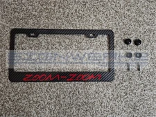 ZoomZoom Red CF Printed Pattern Black Aluminum License Plate Frame