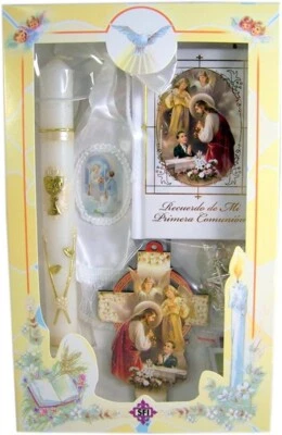 First Holy Communion Set with Mass Book, Rosary, and Wall Cross (Boys-Spanish)
