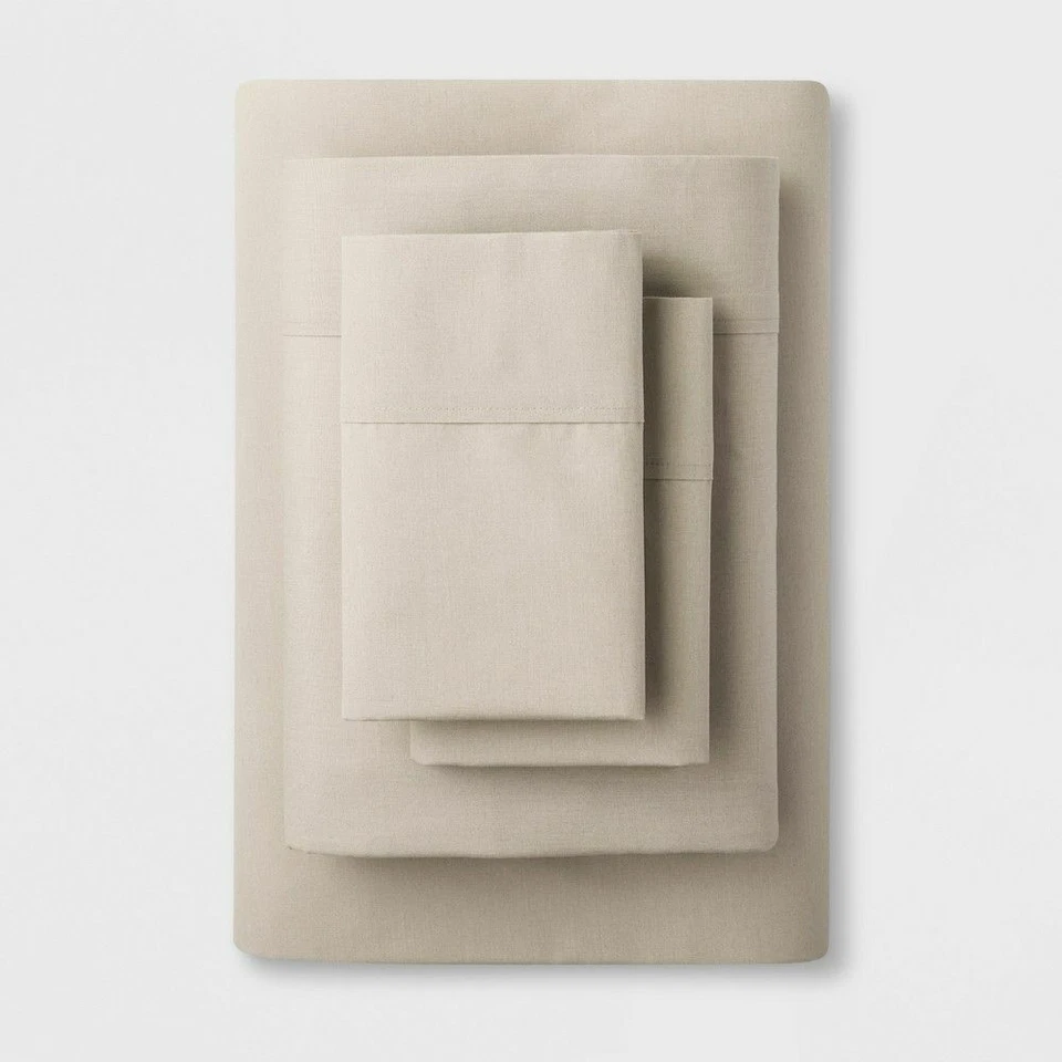 Twin- Extra Long Cream Beige Solid Sheet Set Twin 225 Thread Count - Image 2 of 2