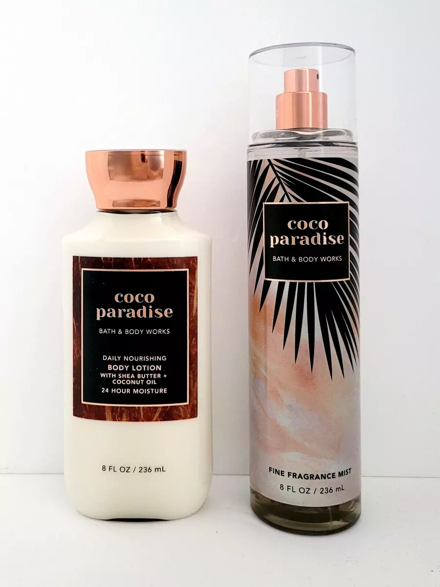 Bath Body Works Coco Paradise Fine Fragrance Body Mist Body Lotion Set of 2