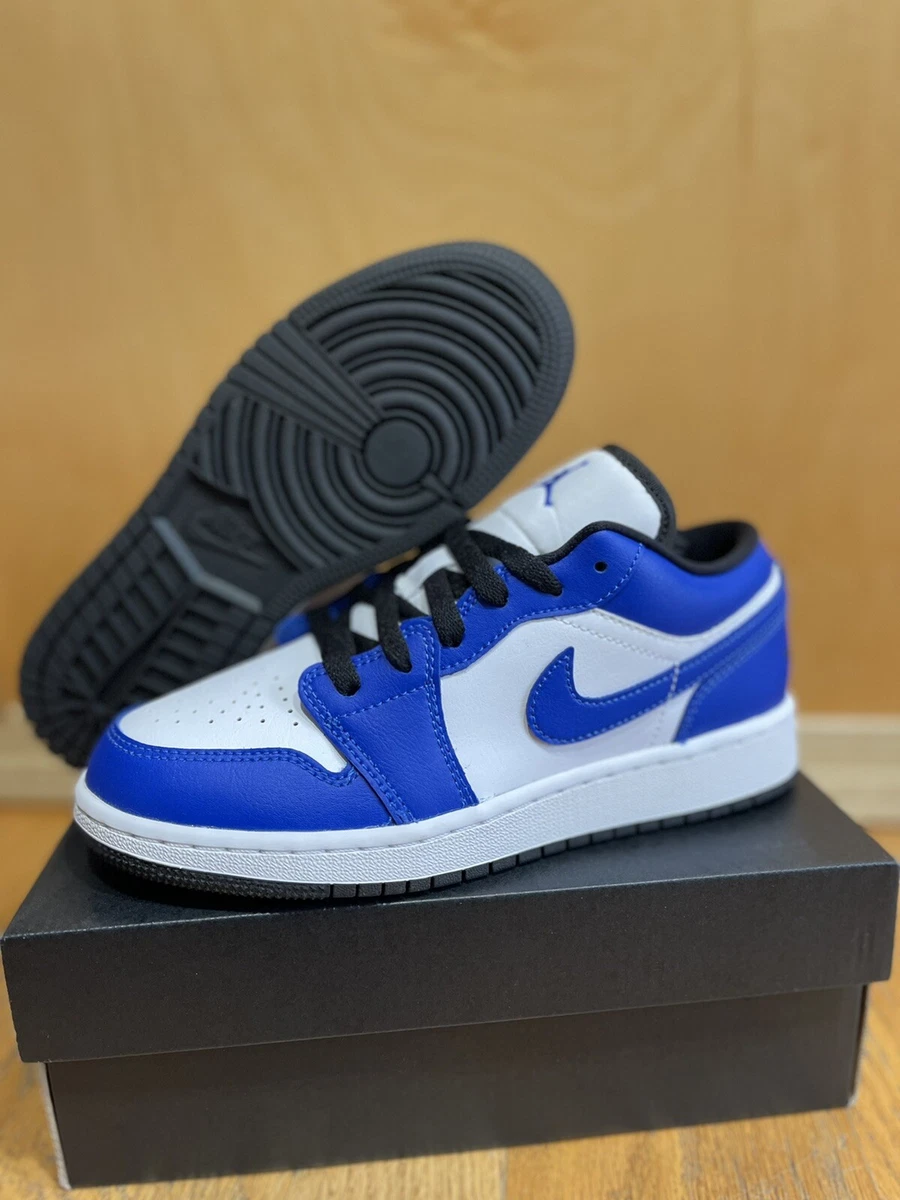 Nike Air Jordan 1 Retro Low Game Royal 553560-124 White Blue Black Size GS