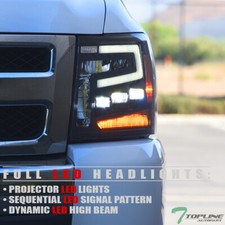 Topline For 2007-2014 Silverado Full Led Sequential Projector Headlights - Black