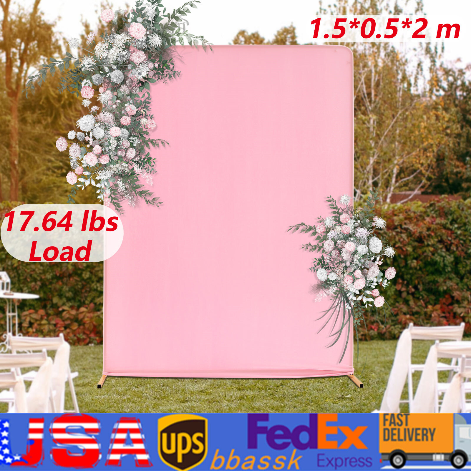 Portable Wedding Backdrop Rack Stand with Cloth Cover for Party Events and Decorations