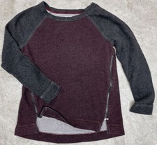 Lou  Grey Two Tone Pullover Sweatshirt Top Zipper Accents Women's Size Medium