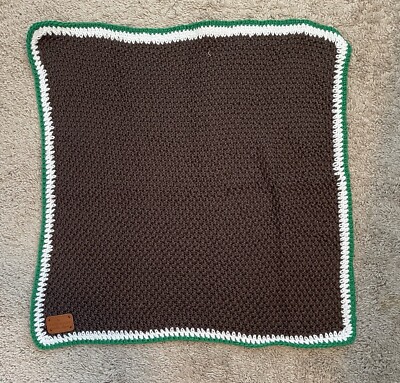 Handmade Knitted Brown & Green Knitted Baby Blanket