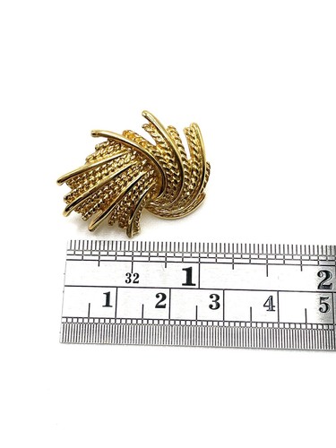 Monet Mirador Demi Parure Gold XL Brooch Pin Post Pierced Earrings Set Vintage - Picture 6 of 8