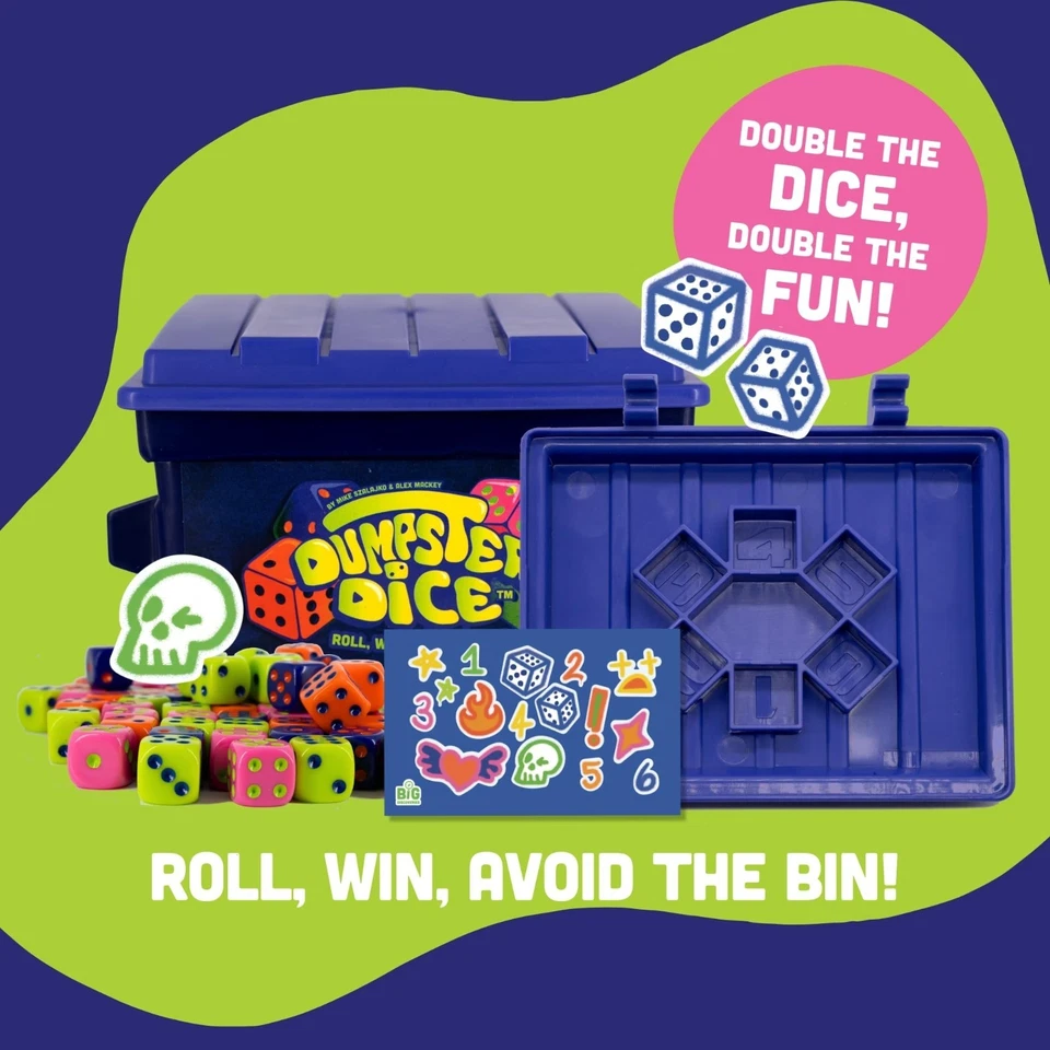 Family Dice Game with Dumpster, 80 Dice & Stickers | 4 Player Travel Game - Image 2 of 4