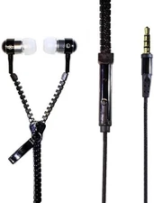 (5 PACK) Zipper In-Ear Stereo Earbuds Headphone Earphone Headset With Mic BLACK