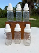 Vintage Evenflo Classic 4 oz Glass Baby Bottles - Twist Swirl Design, Set of 6 w