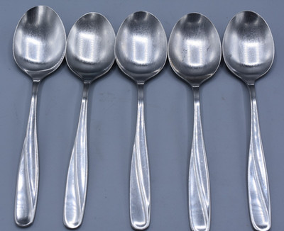 5-Pc WMF Cromargan SERENA Wave Place Oval Soup Spoons 7-1/4'' Stainless Germany