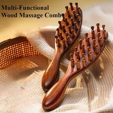 Multi-Functional Wood Therapy Massage Comb Scalp Head Massager Natural Sandalwoo