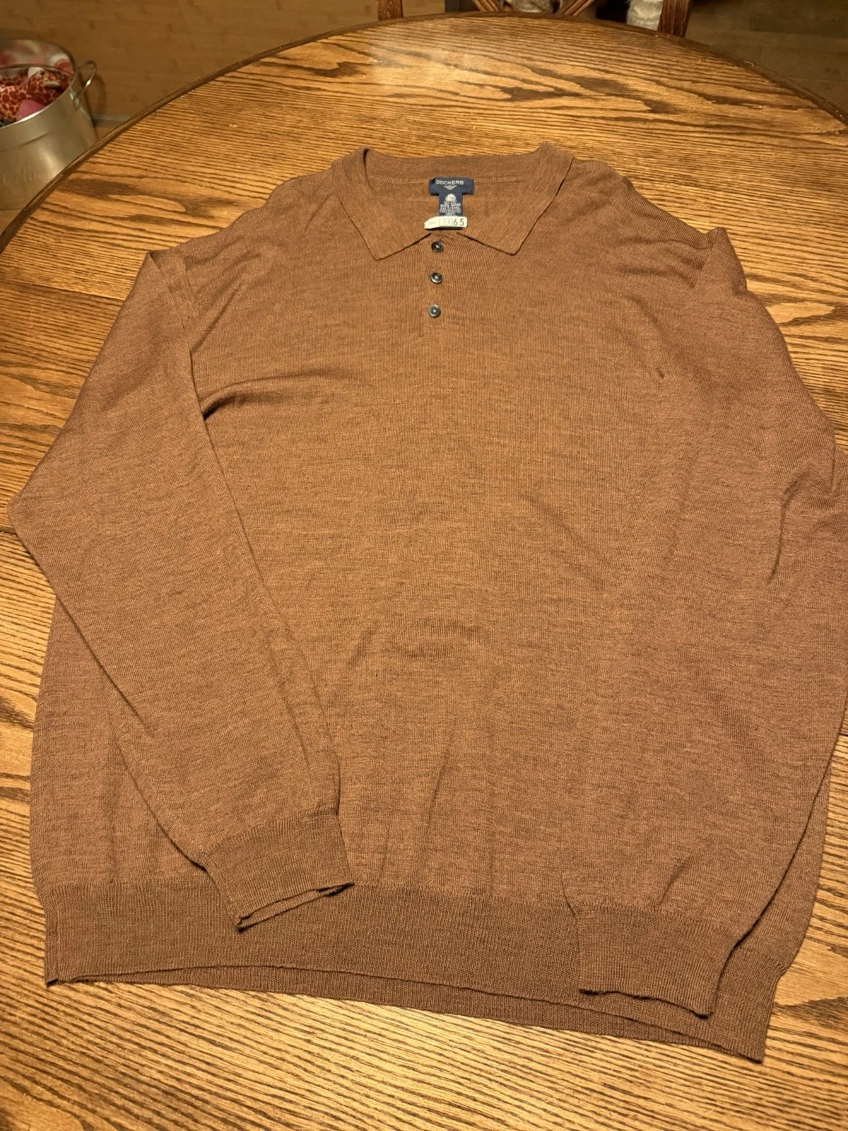 Dockers Merino Wool Light Collared Sweater 3XLT Burnt Orange 100% Wool
