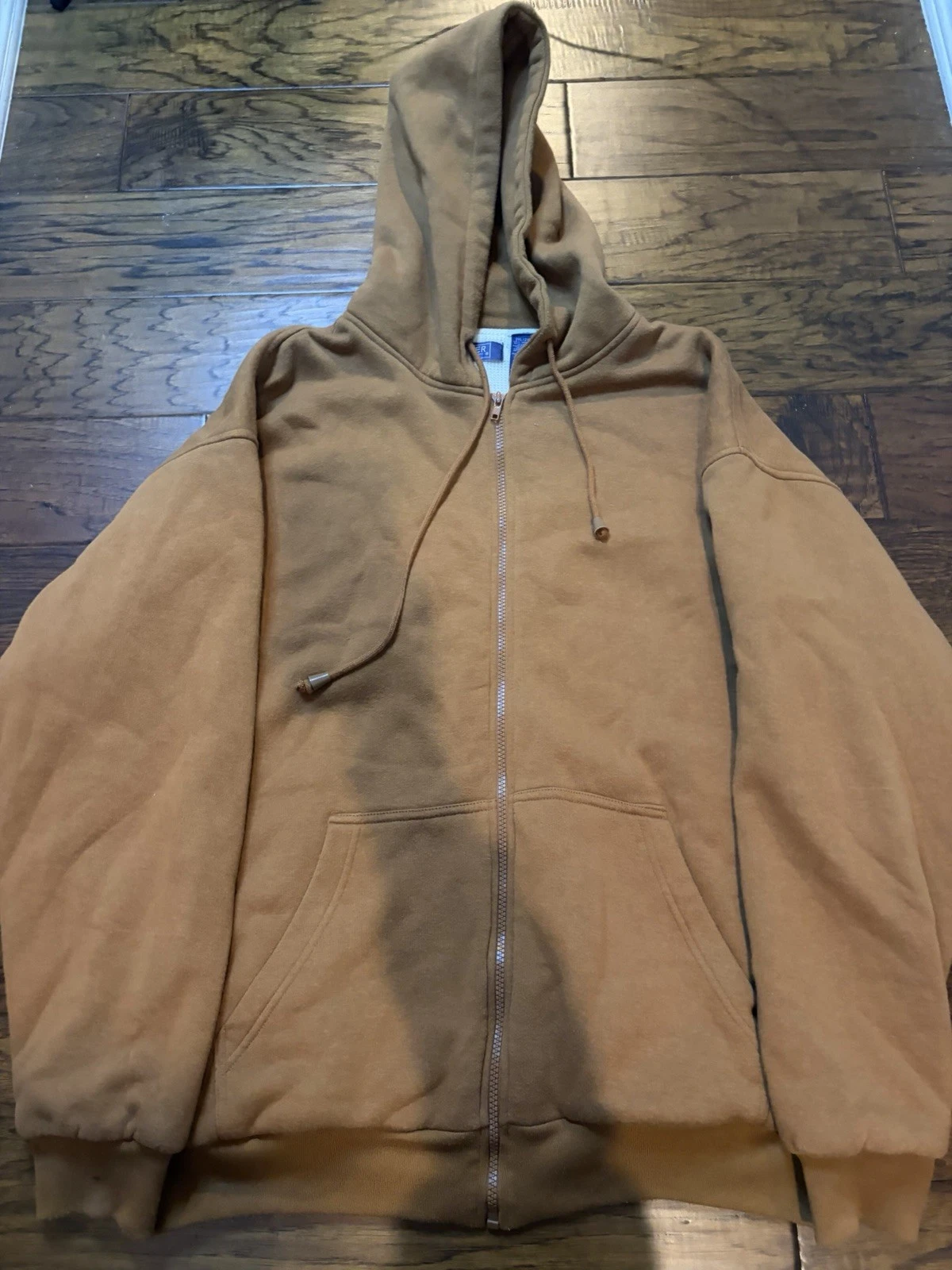 Vintage Premier Insulated Full ZipHoodie Large Brown Mens 2XL Zip Up 90s Thermal