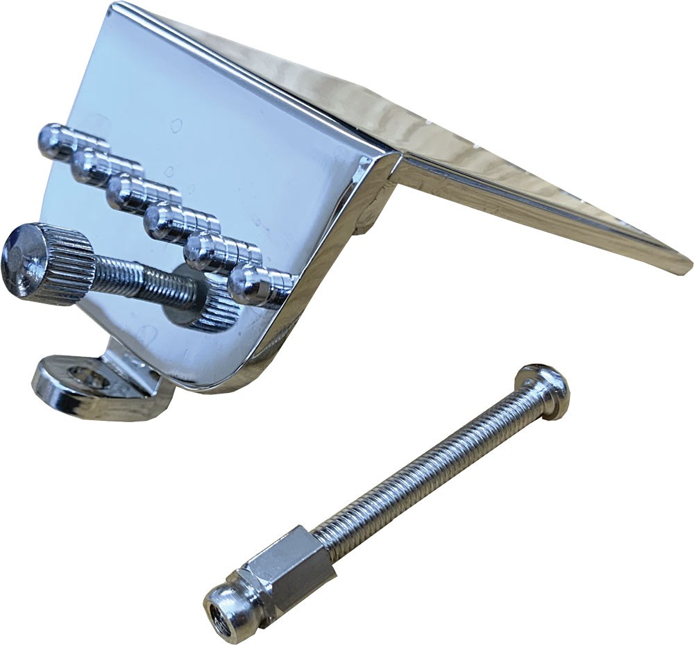 Tailpiece for GUITAR BANJO, Nickel plated steel. By Ashbury. At Hobgoblin Music