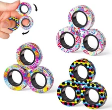9Pcs Magnetic Rings Fidget Toys Adult Set, Idea ADHD Stress Toy... 