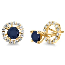 18K Yellow Gold Plated Silver Women Stud Earrings with Removable Jackets