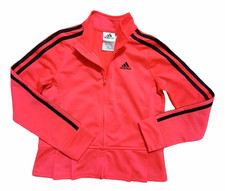 Adidas Girls LS Full Zip Athletic Neon Pink Coral Jacket - Size 6 - NWT