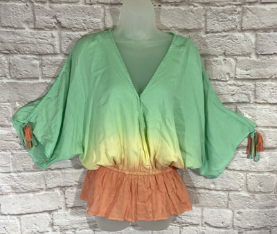 VENUS Ombre Batwing Dolman Oversized Shirt Size 6 Artsy Boho Colorful Festive