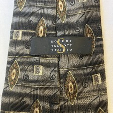 Robert Talbott Studio 100% Silk USA Made Tie Necktie Gray Multicolor Geometric