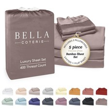 Bella Coterie Luxury Bamboo Viscose Split King Size Sheet Set 2 Fitted Shee...