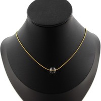 Halskette 1 Perle Quarz 8 Mm Kette Stahl Golden Edelstahl