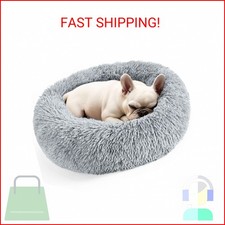 Hoewina Dog  Cat Bed for Indoor Cats, 20in Calming Donut Bed for Puppy and Kitt