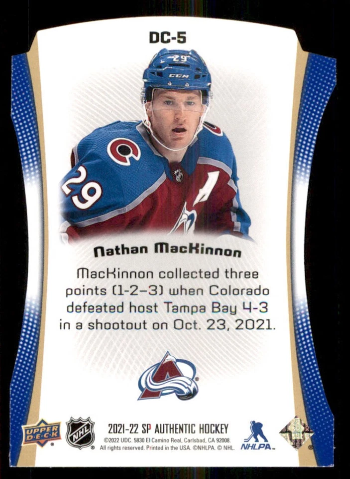 2021-22 SP Authentic Die Cuts Blue #DC5 Nathan MacKinnon - Image 2 of 2