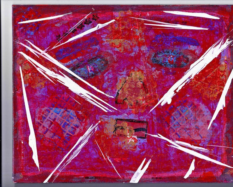 GHOST CLOWN #3 - Painting 10X8 OOAK Abstract Dada Surrealism