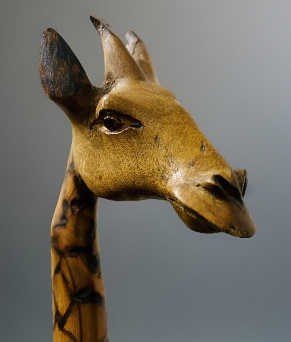 Paire De Serre-livres Girafe En Pierre Serpentine - Sculpture Shona Artisanale Du Zimbabwe - Art Africain Commerce équitable