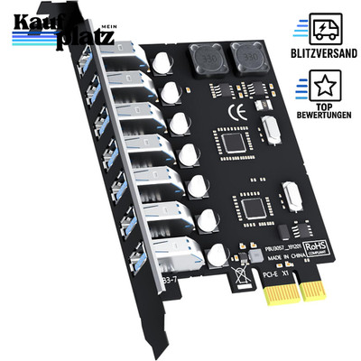 7-Port PCIe USB A Erweiterungskarte USB 3.2 Gen 1 für Windows/Linux
