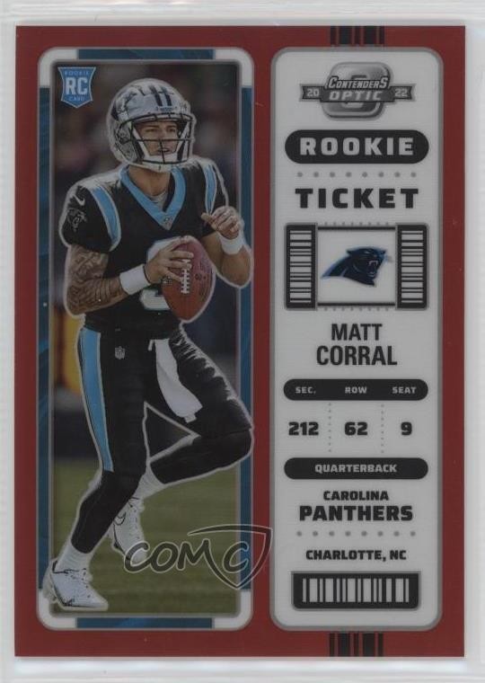 2022 Panini Contenders Optic Ticket Red Prizm /175 Matt Corral #87 Rookie RC o8g