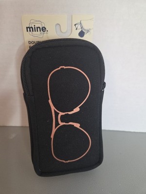 Mine Double Eyeglass Case Black, Two-Section, 6.5x3.25
