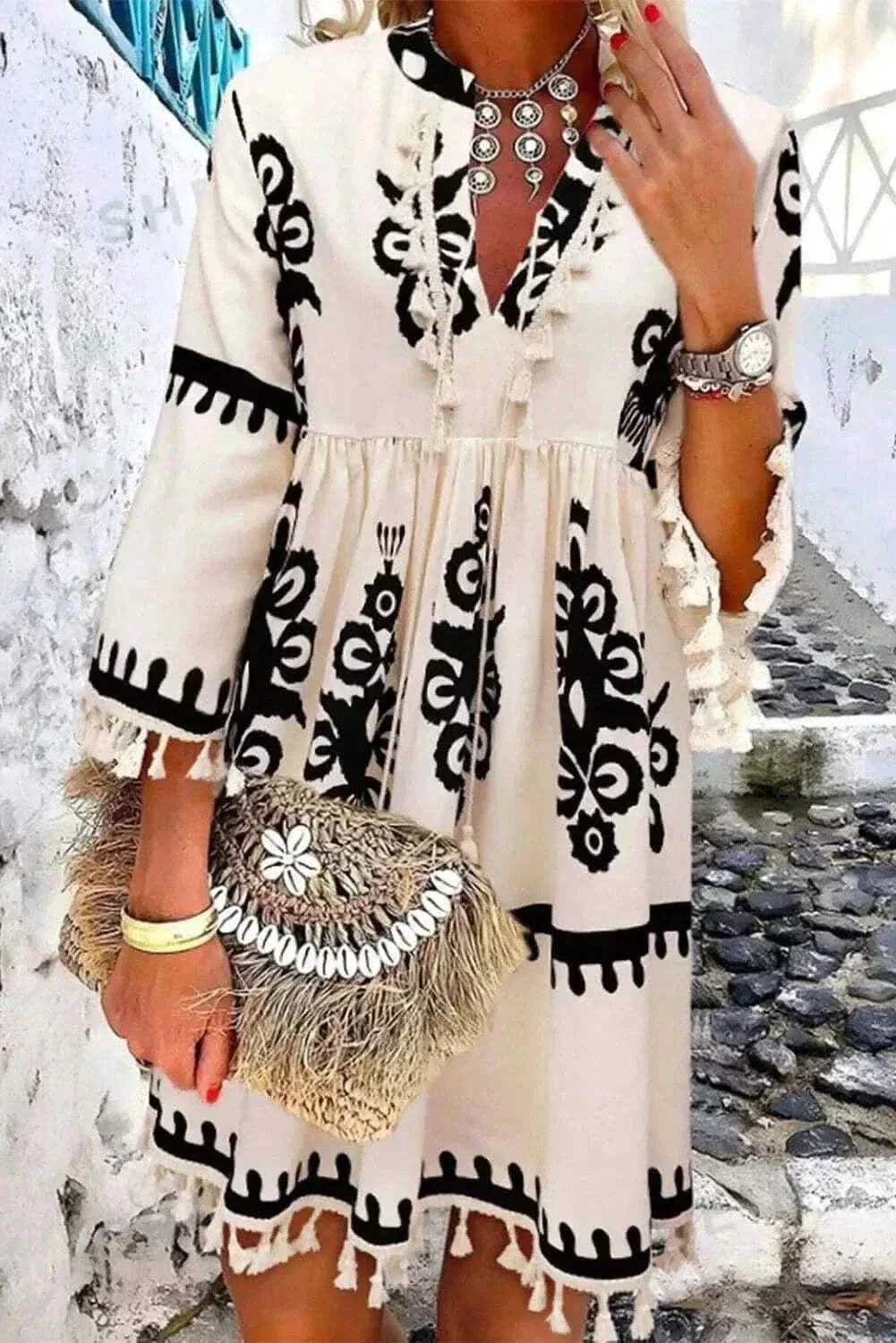 OFF WHITE Abito bohemien in nappa manica 3 4