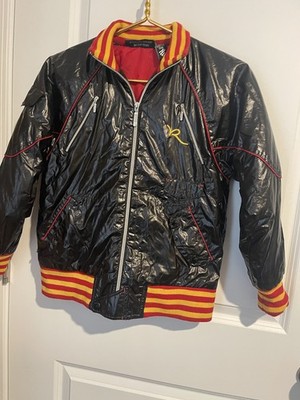 Roca Wear Womens Sz 8 Black Wet Look Bomber 6 Pockets
