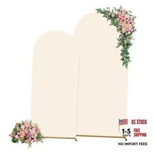 Set of 2 Wedding Arch Backdrop Cover,6FT  7.2FT White Round Top Spandex Cream