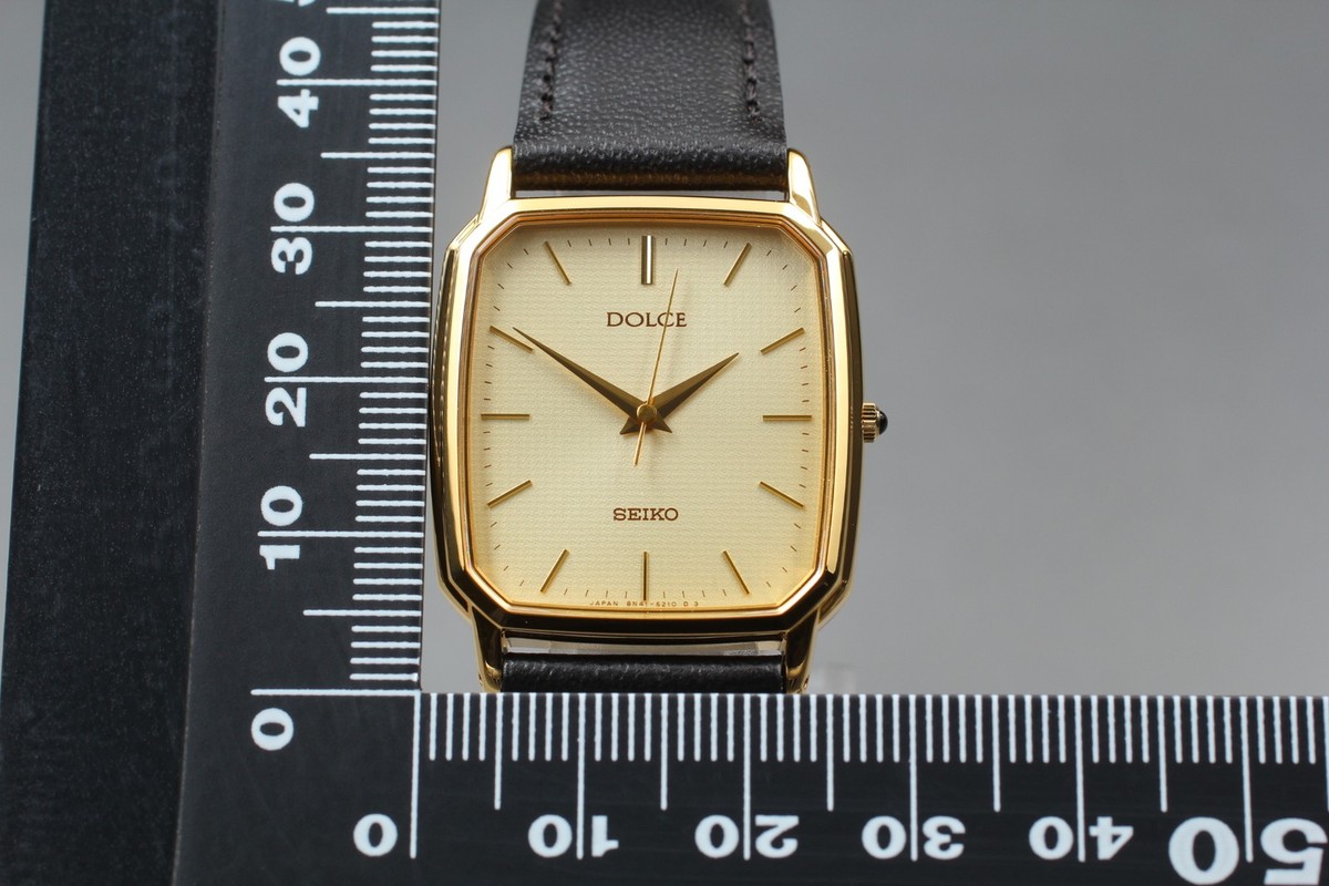 Vintage 1991 Seiko Dolce 8N41-5160 Gold Tank HAQ Quartz Mens Watch