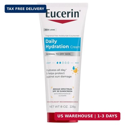 Eucerin Daily Hydration Broad Spectrum SPF 30 Sunscreen Body Cream for Dry Skin,
