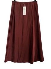 Eileen Fisher Stretch Silk Charmeuse Bias Midi Skirt Redwood S NWT 278