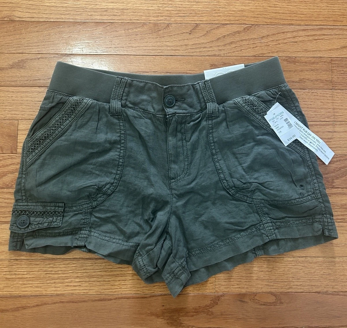 Maurice’s Shorts Women's Size 7/8 Green Linen Blend Shorts Pull On Spring NWT