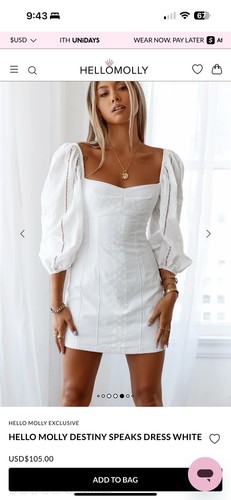 Hello Molly Destiny Speaks White Embroidered Dress Size S