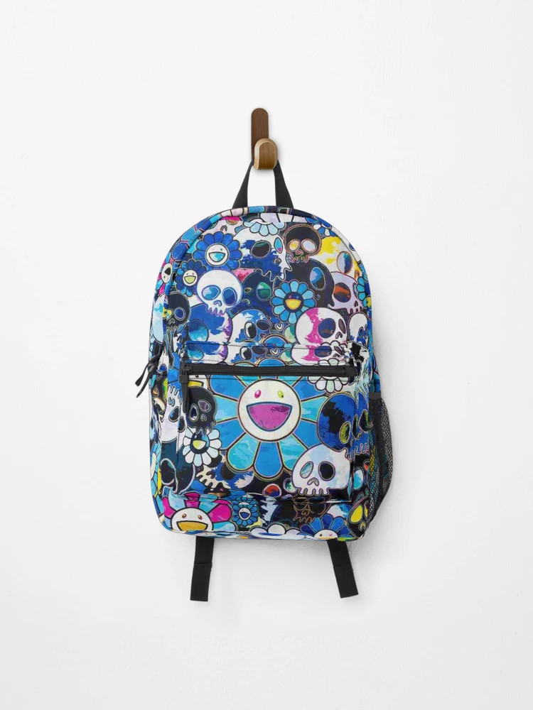 Blue Art Backpack Aesthetic Abstract Creative Paint Splash School Book Bag