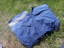 Adidas Oversized Leaf Logo RARE vintage Navy Blue shorts Large Elastic Waist